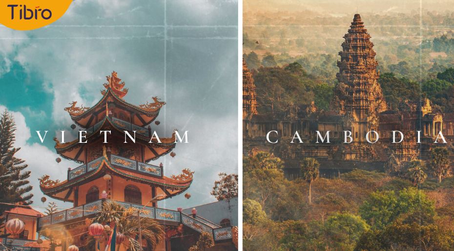 angkor wat and vietnam temple in a collage