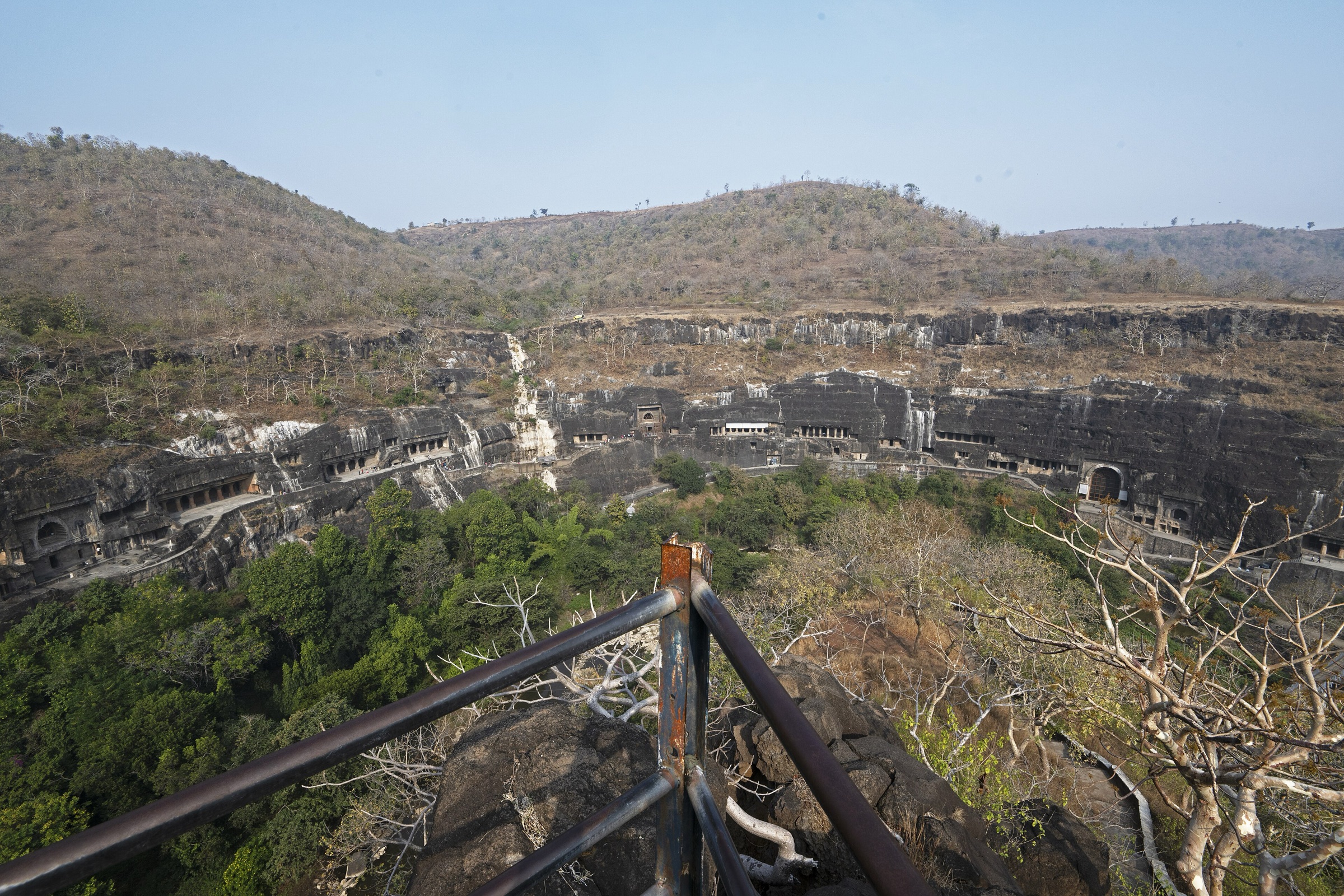 The horseshoe escarpment of the Ajanta Caves