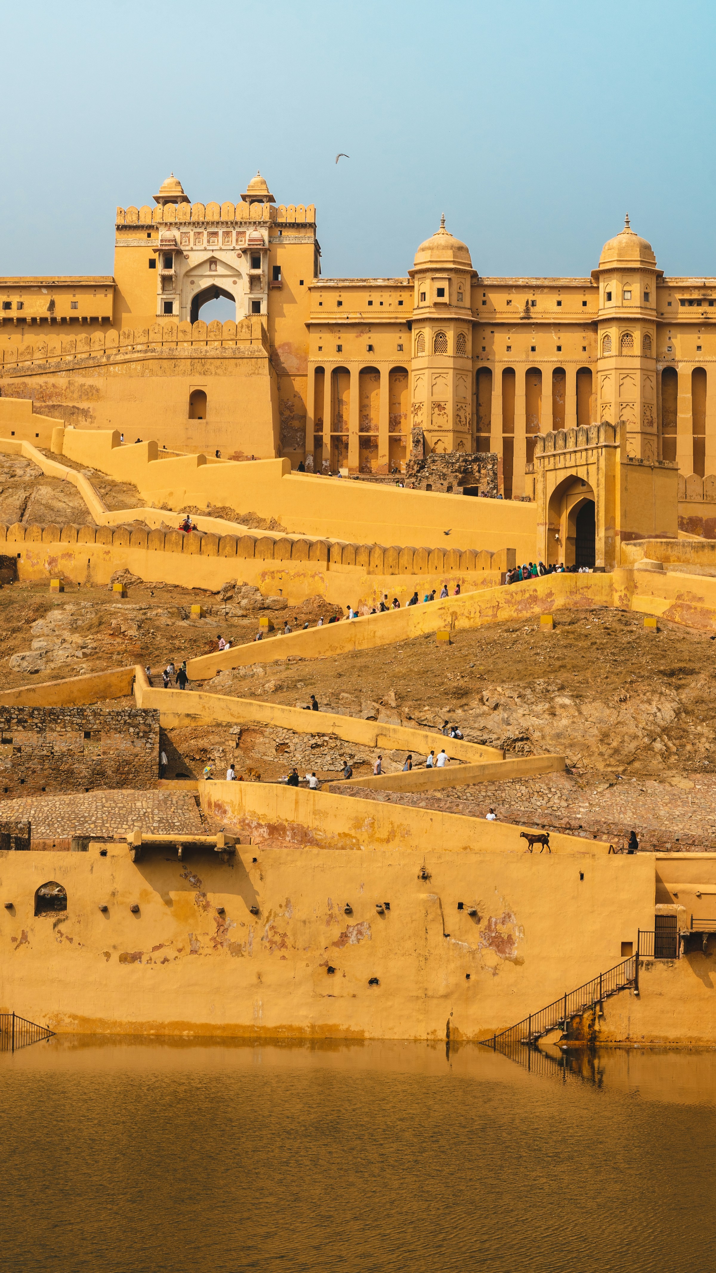 Amber Fort reflected in Maota Lake, Jaipur